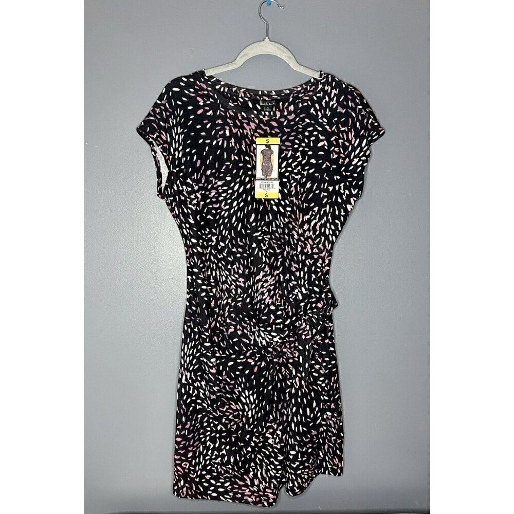 Nicole Miller Short Side Knot Dress Womens Small Dark Navy Modest Classic Pretty - Picture 10 of 12
